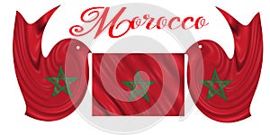 Illustration 3D d`un oiseau en forme de drapeau marocain tenant le drapeau rouge du Maroc avec l`ÃÂ©toile ÃÂ  cinq branches. photo